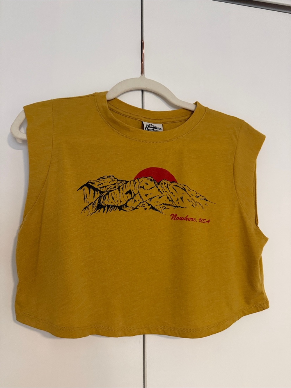 Crop Graphic Muscle Tee - Mustard
